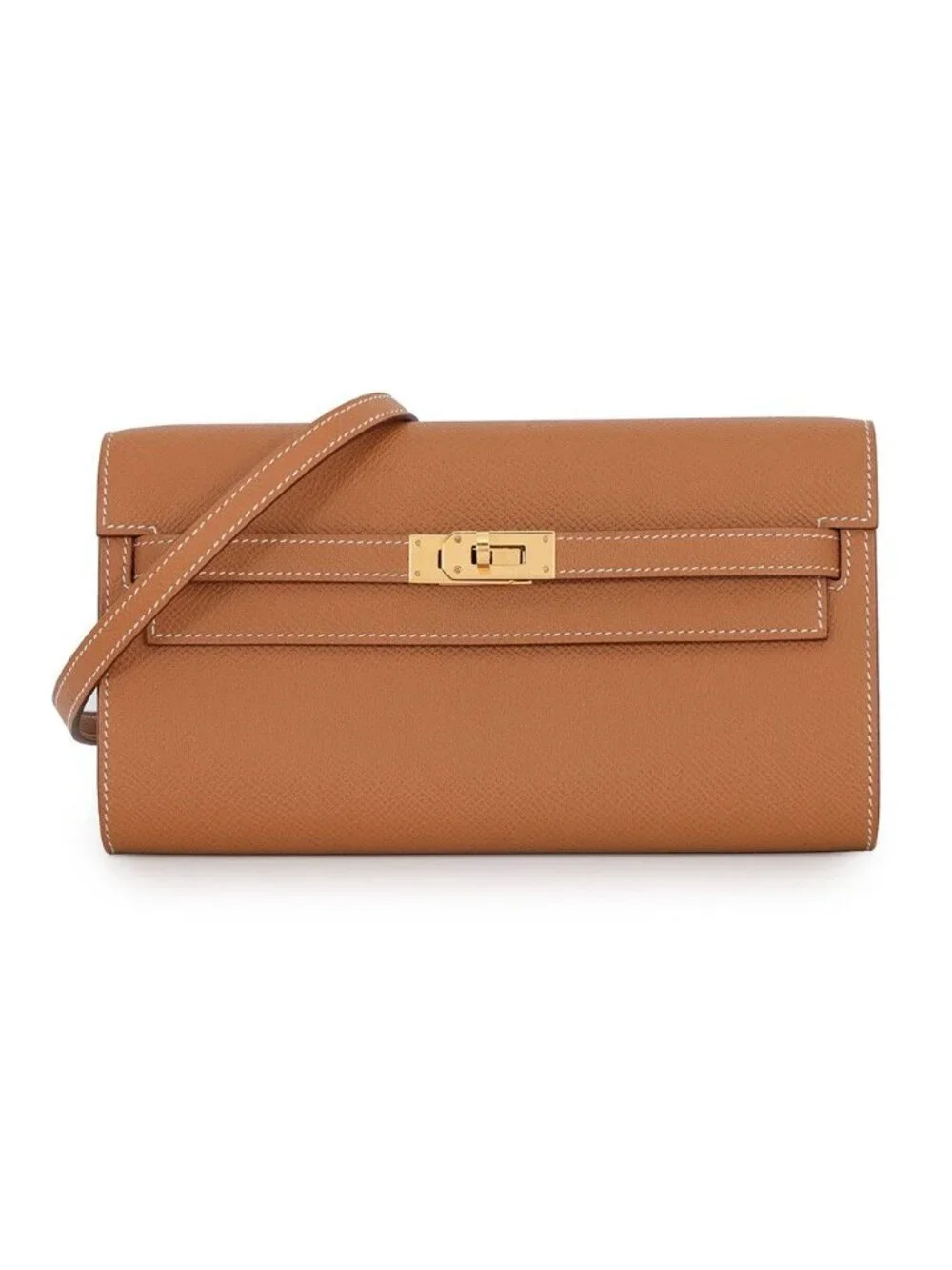 Hermes Kelly Wallet Long to Go Gold Epsom